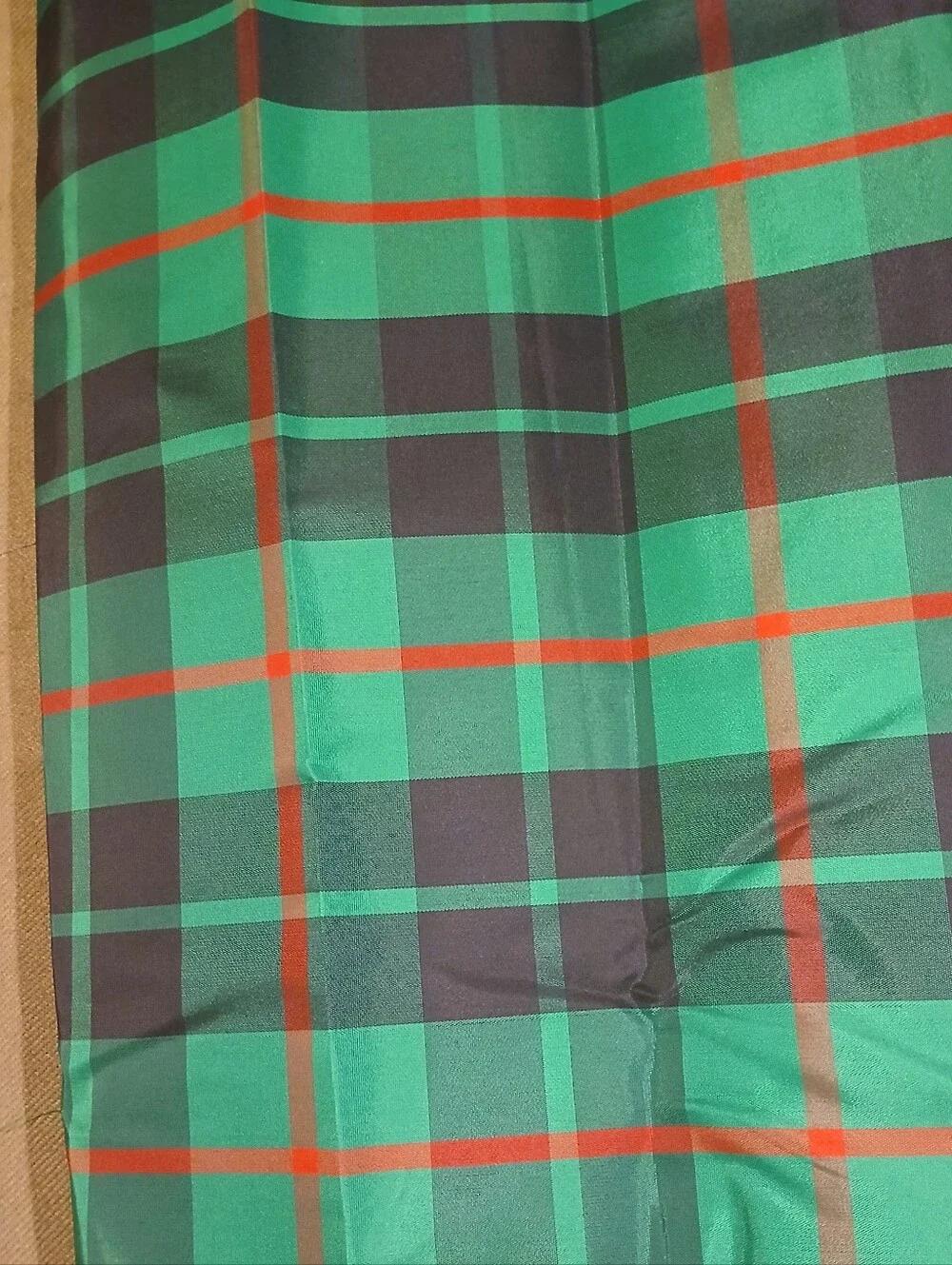 TARTAN GREEN PLAID TAFFATA FABRIC